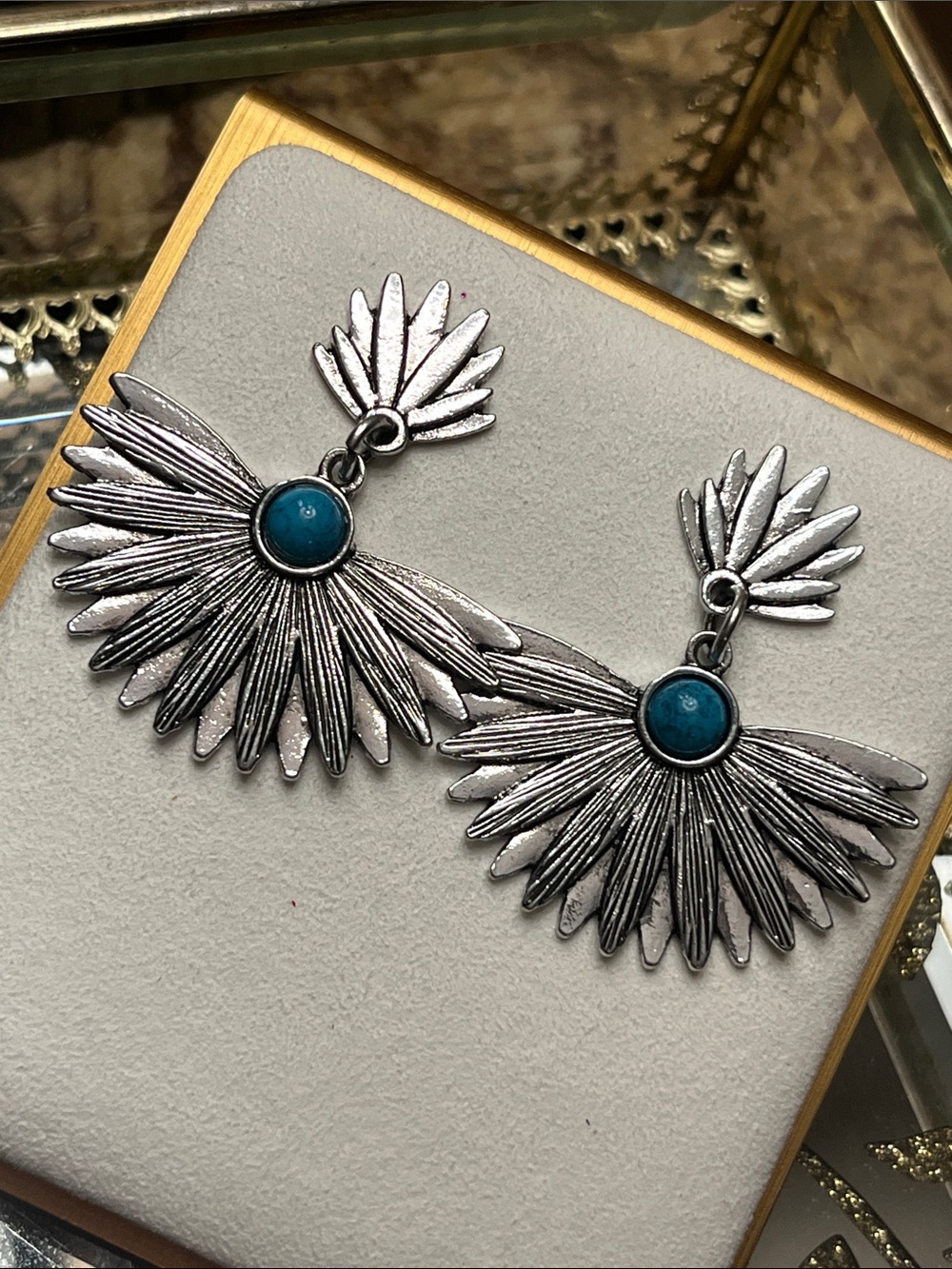 Turquoise and Silver Statement Earrings